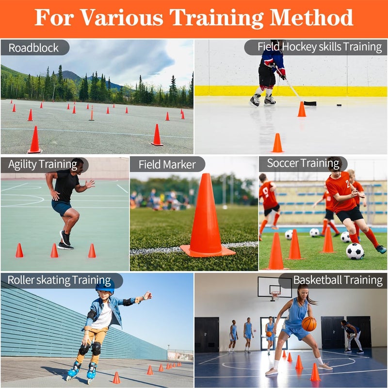 PXZBLG 12/24/50pcs Soccer Cones, 7" Soccer Cones, Plastic Traffic Cones, Training Cones for Basketball Football Skating Drills Practice - Image 5
